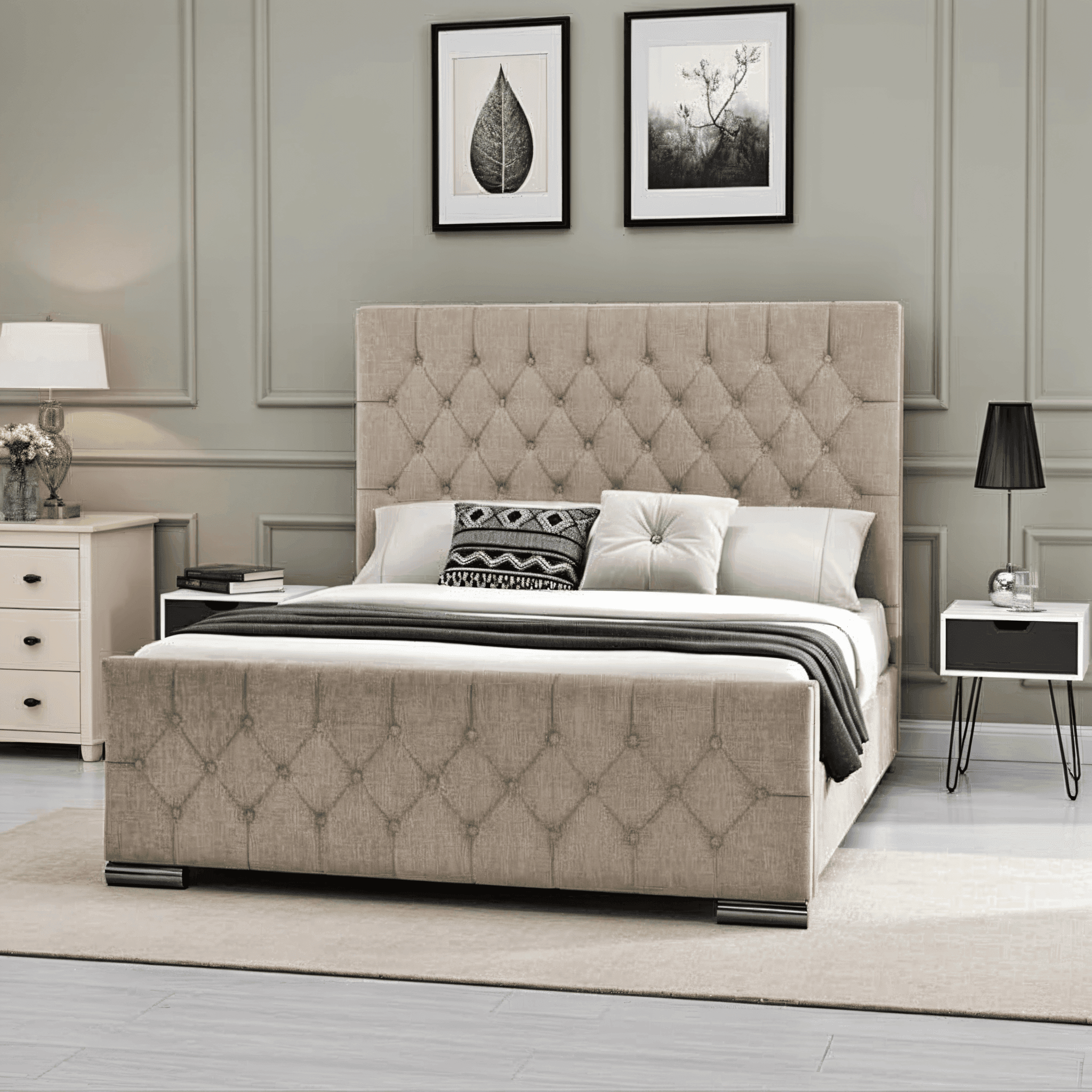The Oulton Bed Frame: Hand-Tufted UK Design