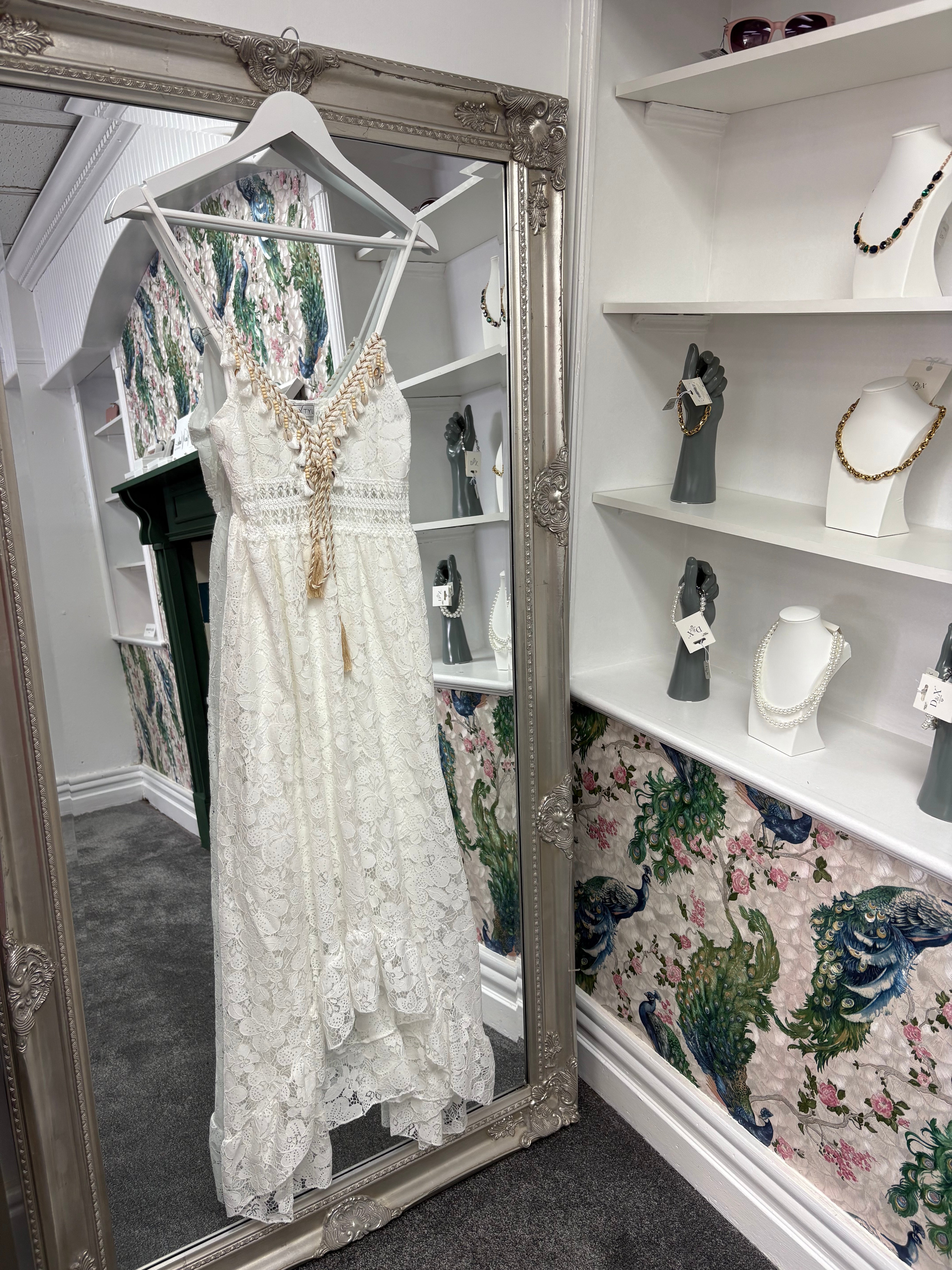 Luxtyle Ibiza White Boho Maxi Dress – One Size (8–16)