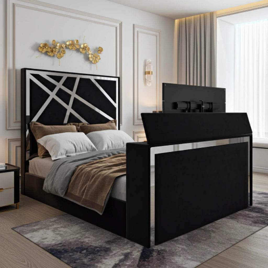 Valencia Luxe TV Bed Frame with Optional Storage & Remote-Controlled Lift | UK Beds Direct