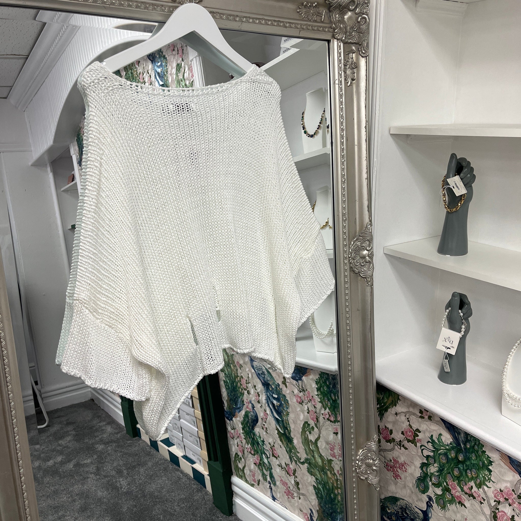 White Crochet Knit Top – One Size Fits UK 8–14