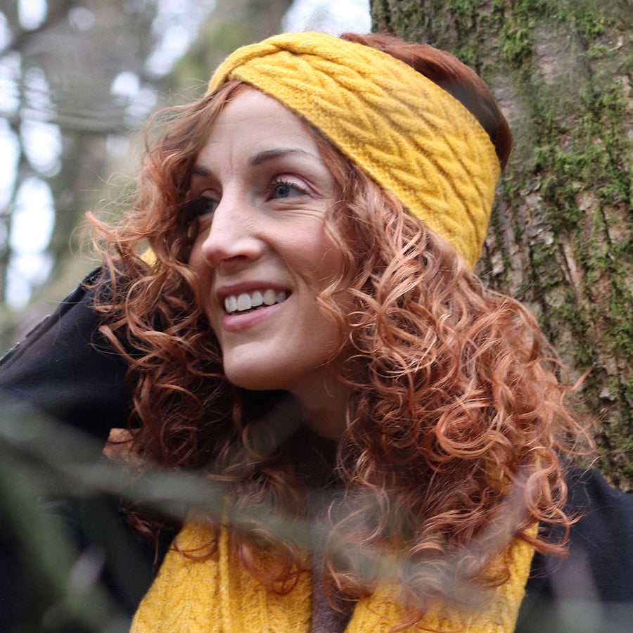 Recycled Yarn Herringone Cable Knit Cosy Headband