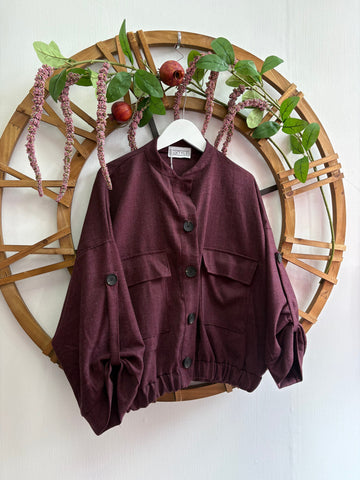 Luxtyle Berry Button Front Jacket – Fits up to 16/18