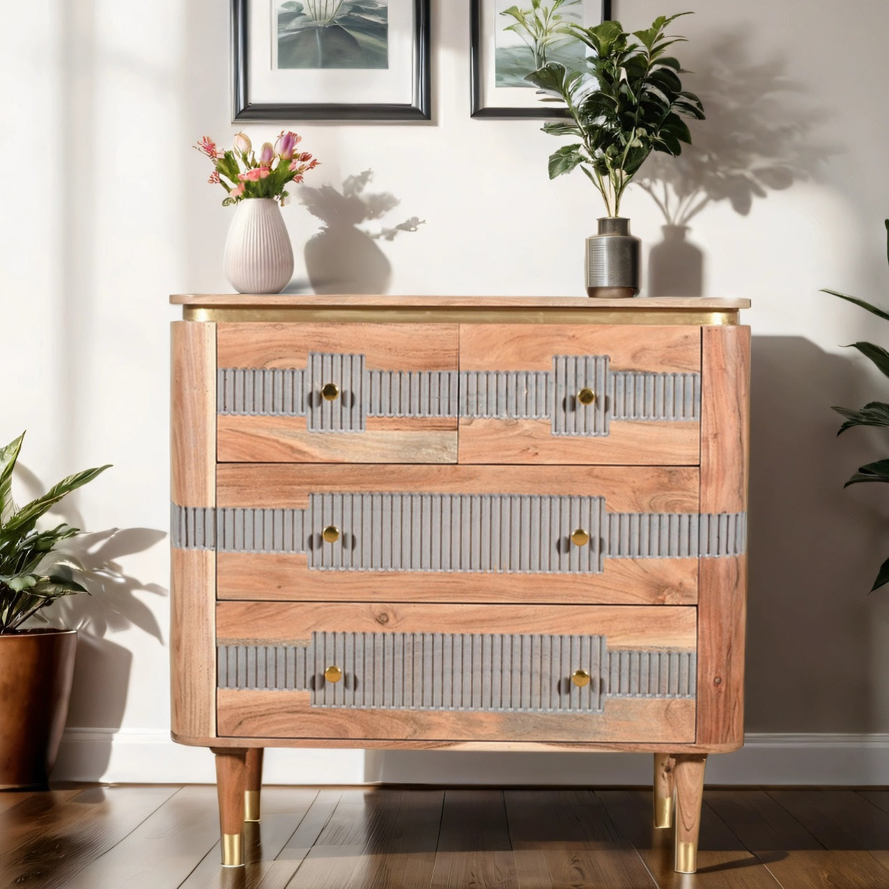 Berkley Acacia Wood 4 Drawers Chest
