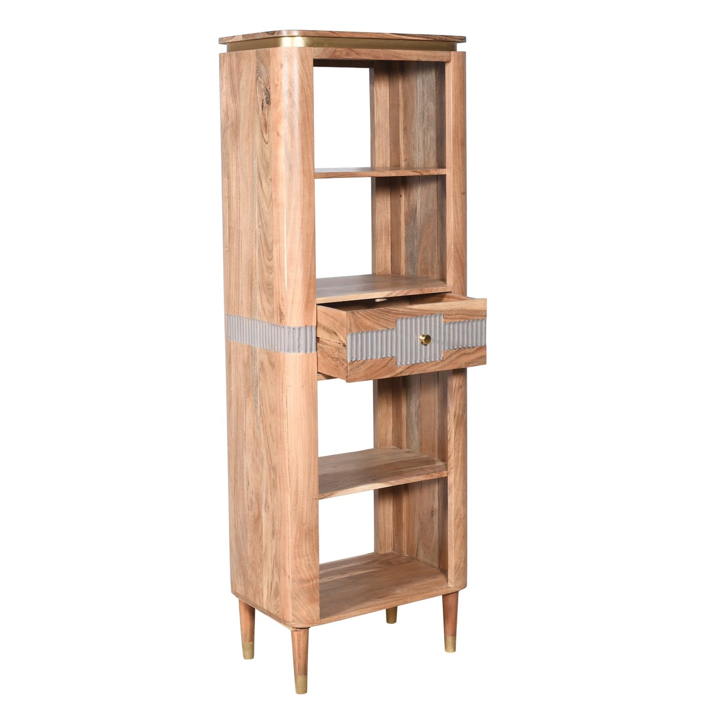 Berkley Acacia Wood 1 Drawers Open Bookcase