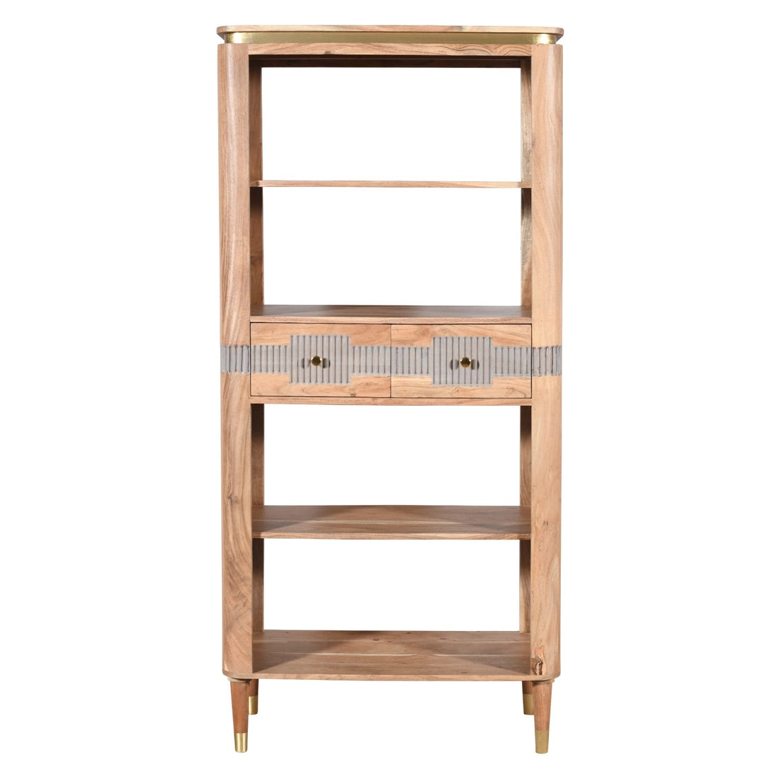 Berkley Acacia Wood 2 Drawers Open Bookcase