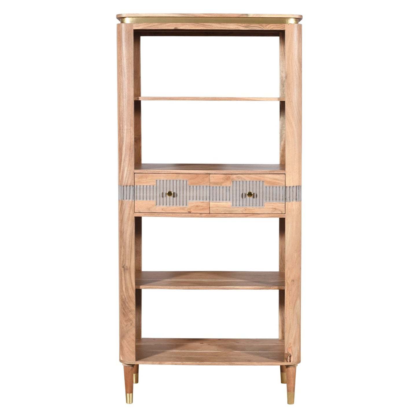 Berkley Acacia Wood 2 Drawers Open Bookcase