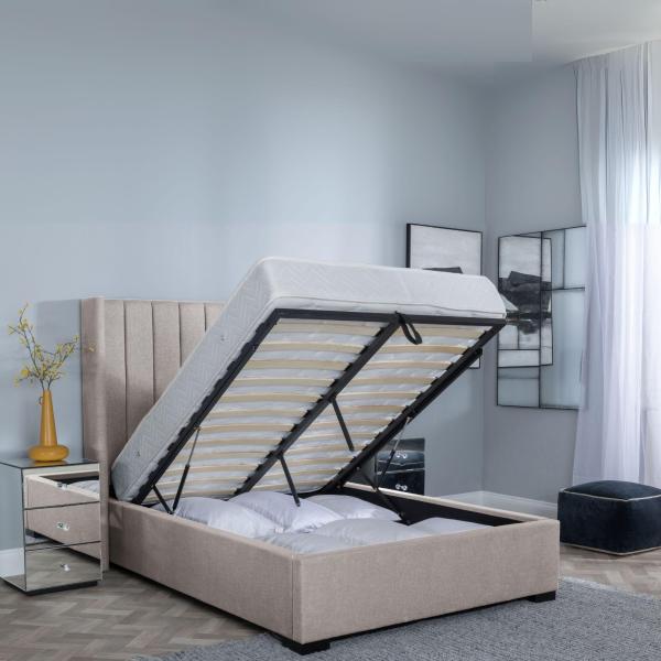 Aspen Dark Grey Boucle 5 FT King Storage Bed