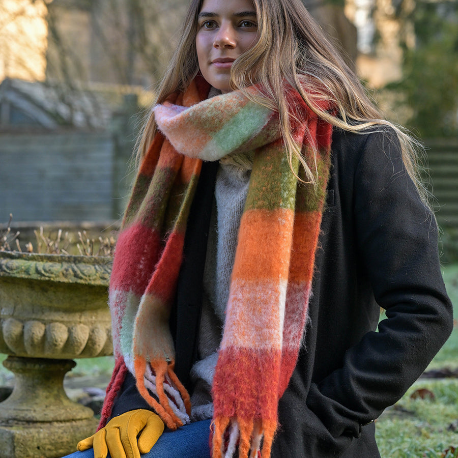 Autumn Brights Mix Recycled Blend Check Scarf