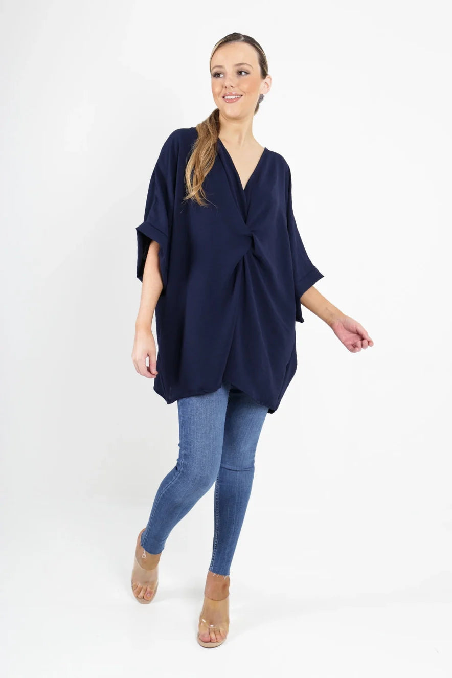 Italian Twisted Front Batwing Oversized Top One Size fits 8-24