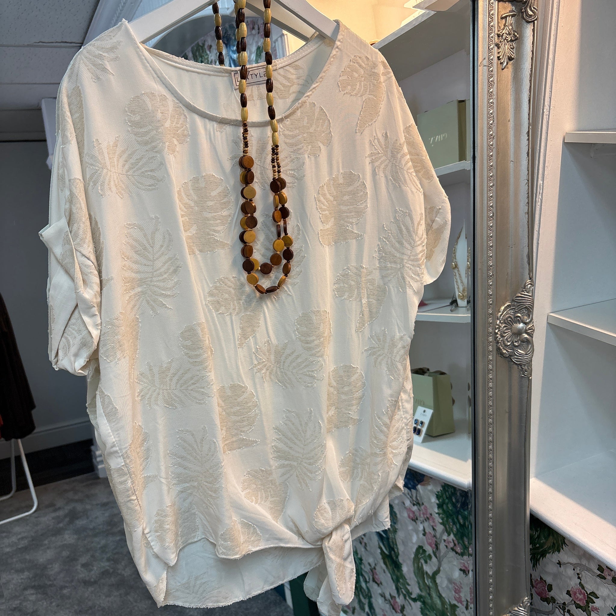 Ivory Embroidered Top with Necklace – One Size Fits UK 8–14 | Luxtyle