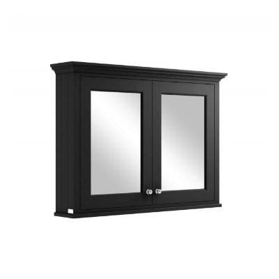 Matt Black Mirror Wall Cabinet - All Sizes