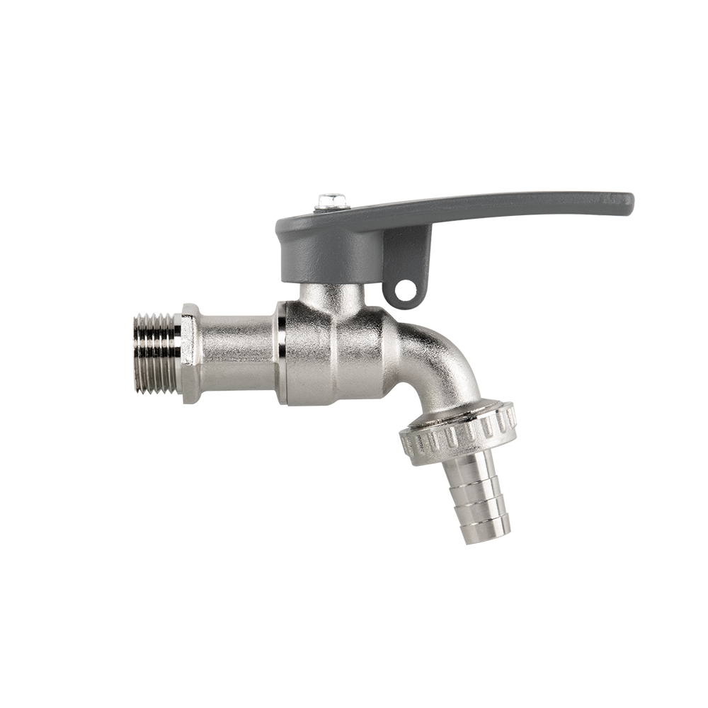 Lever Tap Brass Nickle Plated 1/2" BSPM Inlet with Hose Barb and lock