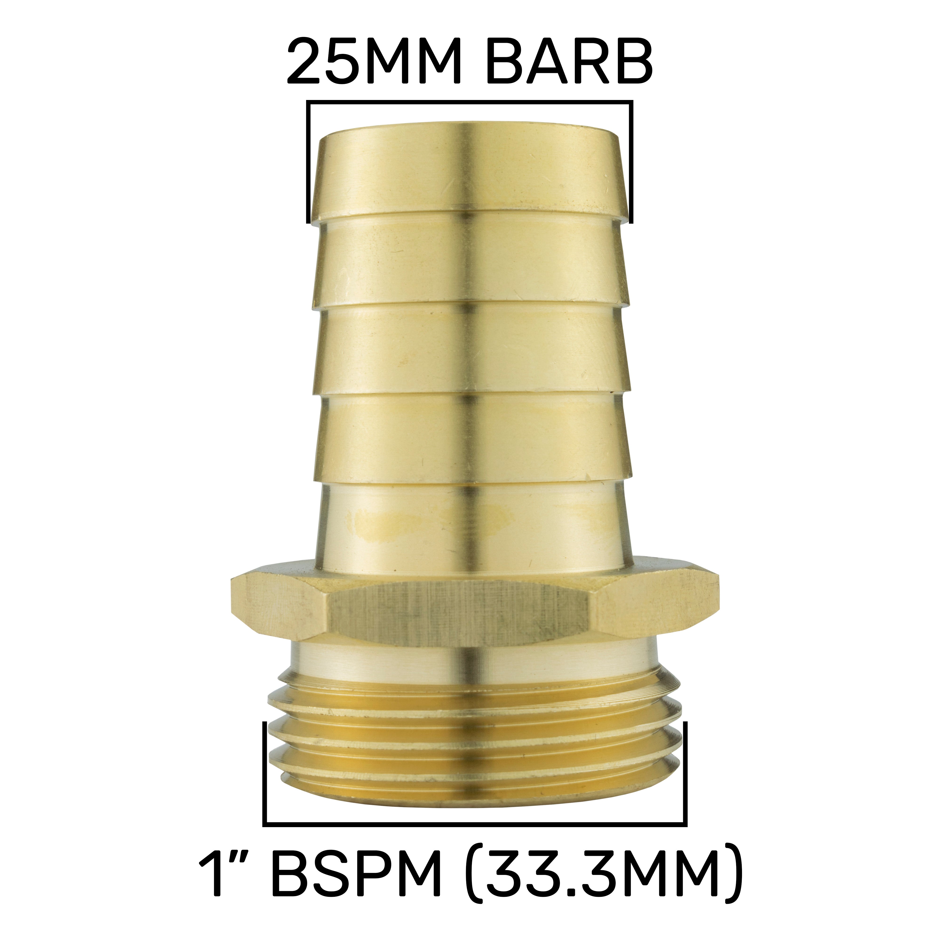 Water Butt Kit 1” BSP with Lever Valve and 25mm Brass Barb