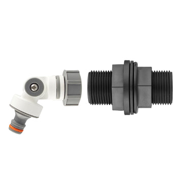 Water Butt Connector 1in BSP with Adjustable White Line Tap Connector Kit Hose