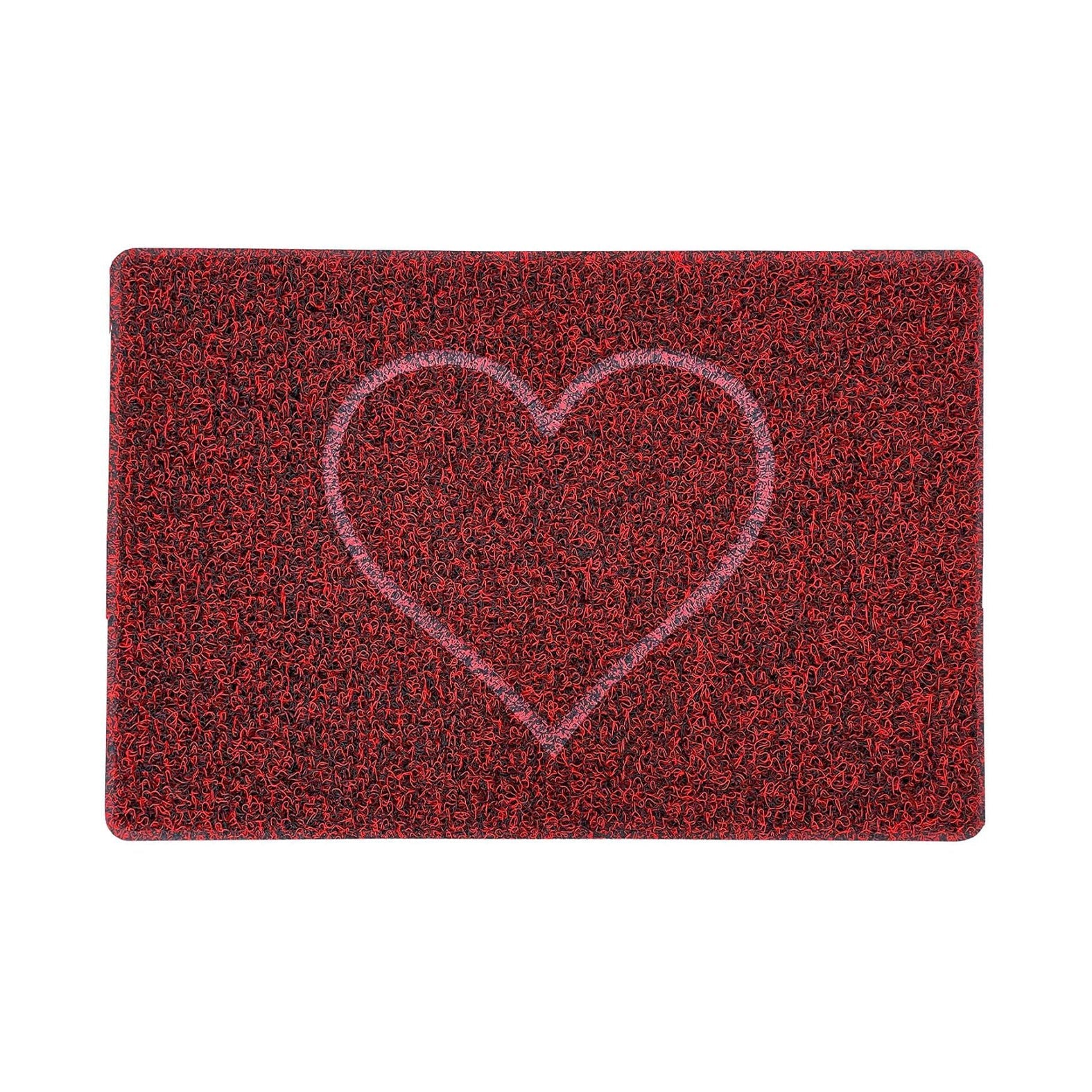 Embossed Heart Spaghetti Door Mat - Red & Black
