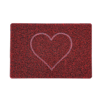 Embossed Heart Spaghetti Door Mat - Red & Black