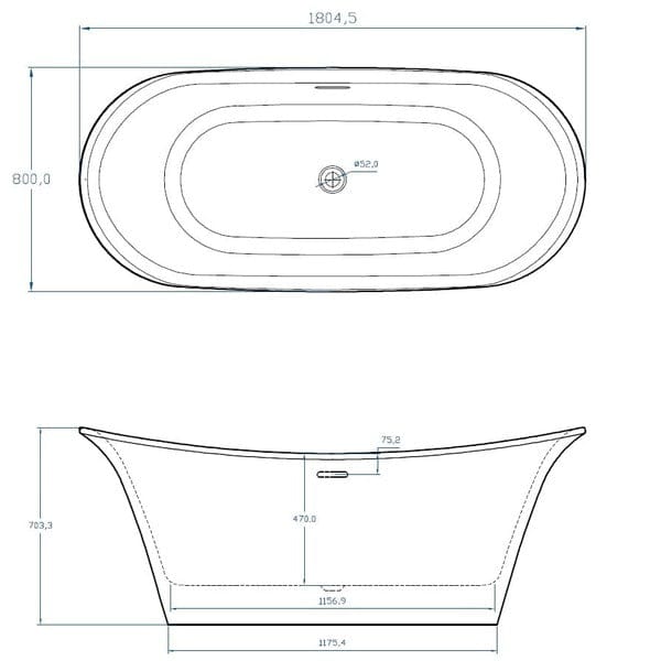 Bow Traditional Freestanding Double Ended Bath w/ Integrated Waste - All Colours