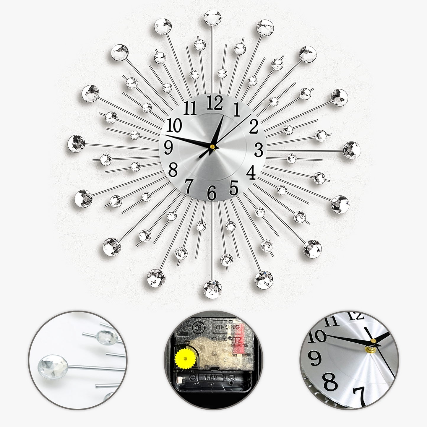 Living Room Diamante Beaded Wall Clock