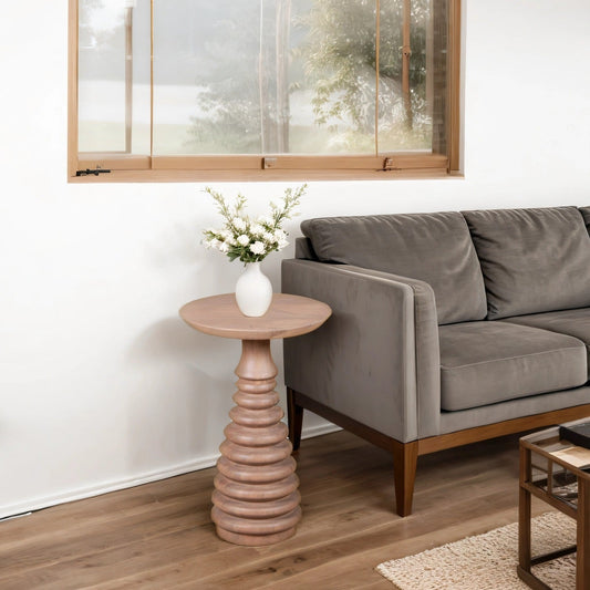 Chester Cane And Wood Pedestal Side Table