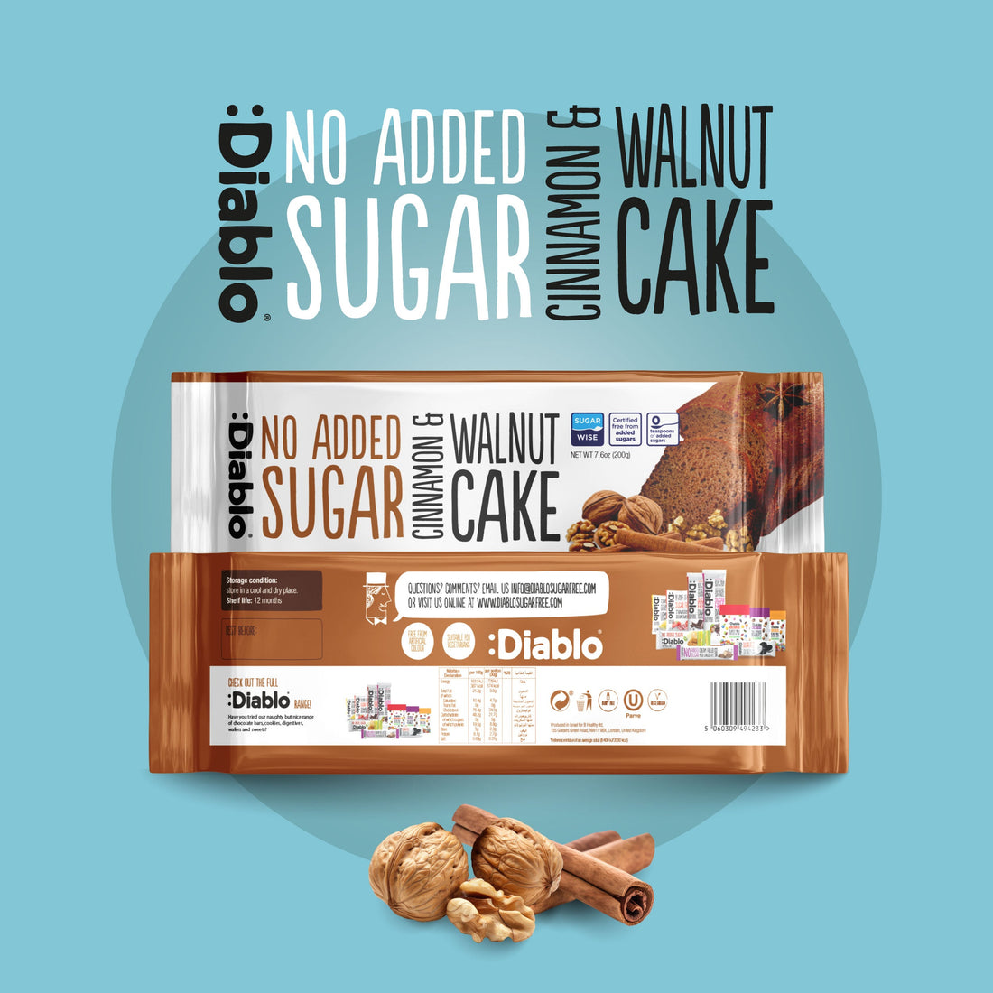 No Added Sugar Cinnamon & Walnut Cake (200g)