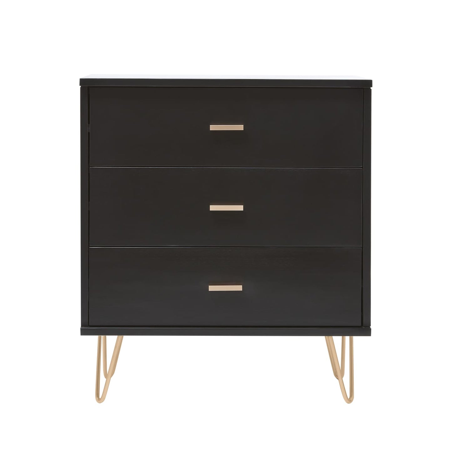Monroe Solid Wood Black Chest of 3 Drawers