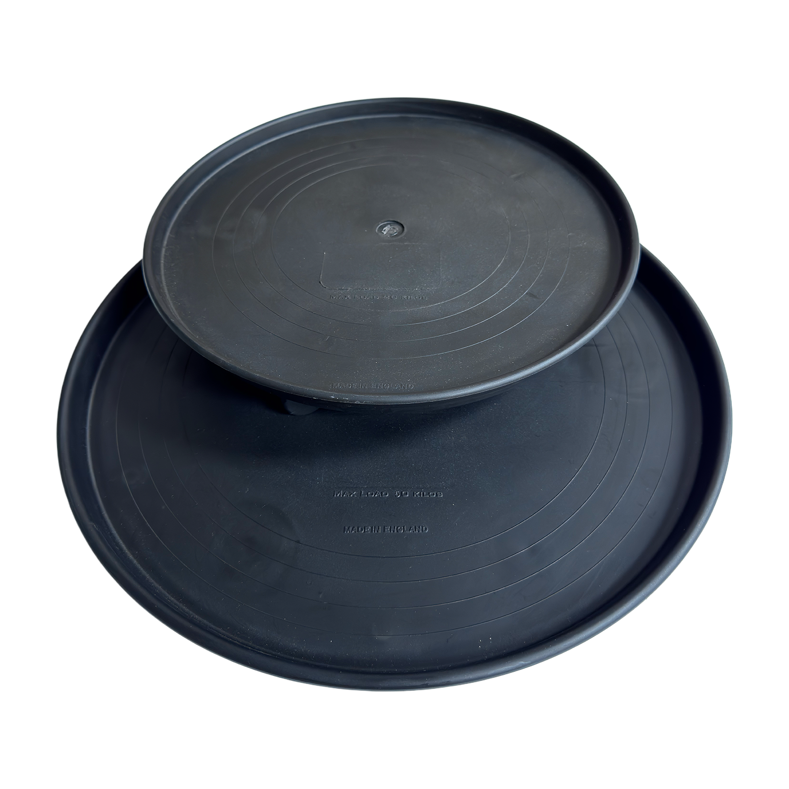 Patio Pot Trolley Set of 2 – Black – Medium 30 cm (20 kg) & Large 38 cm (50 kg) – Heavy Duty Plant Caddy