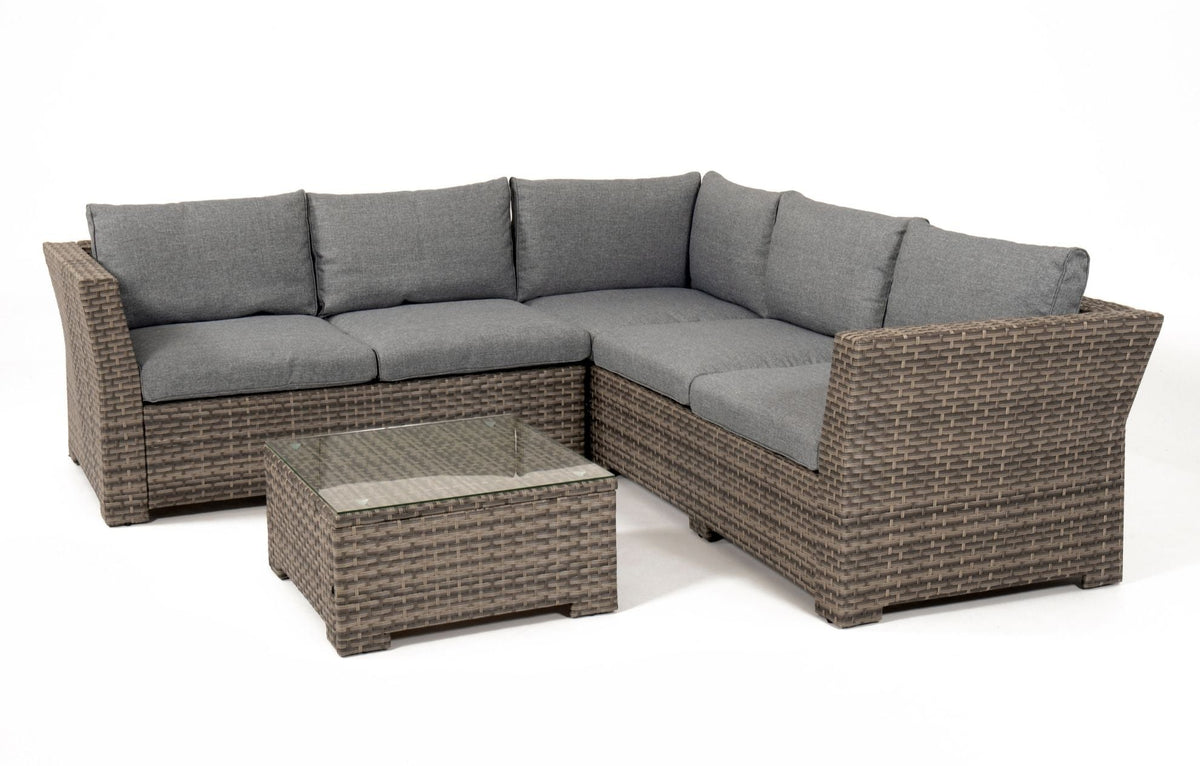 Chesterton Grey 5 Seater Corner Rattan Garden Sofa Lounge Set and Cushion Box Bundle