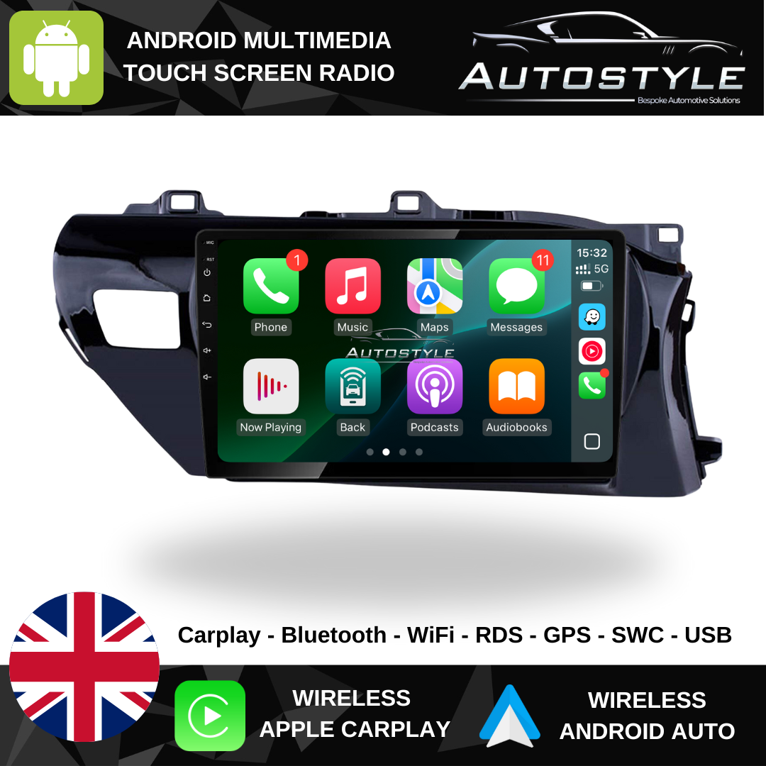 Toyota Hilux Apple Carplay / Android Auto 10" Stereo Upgrade