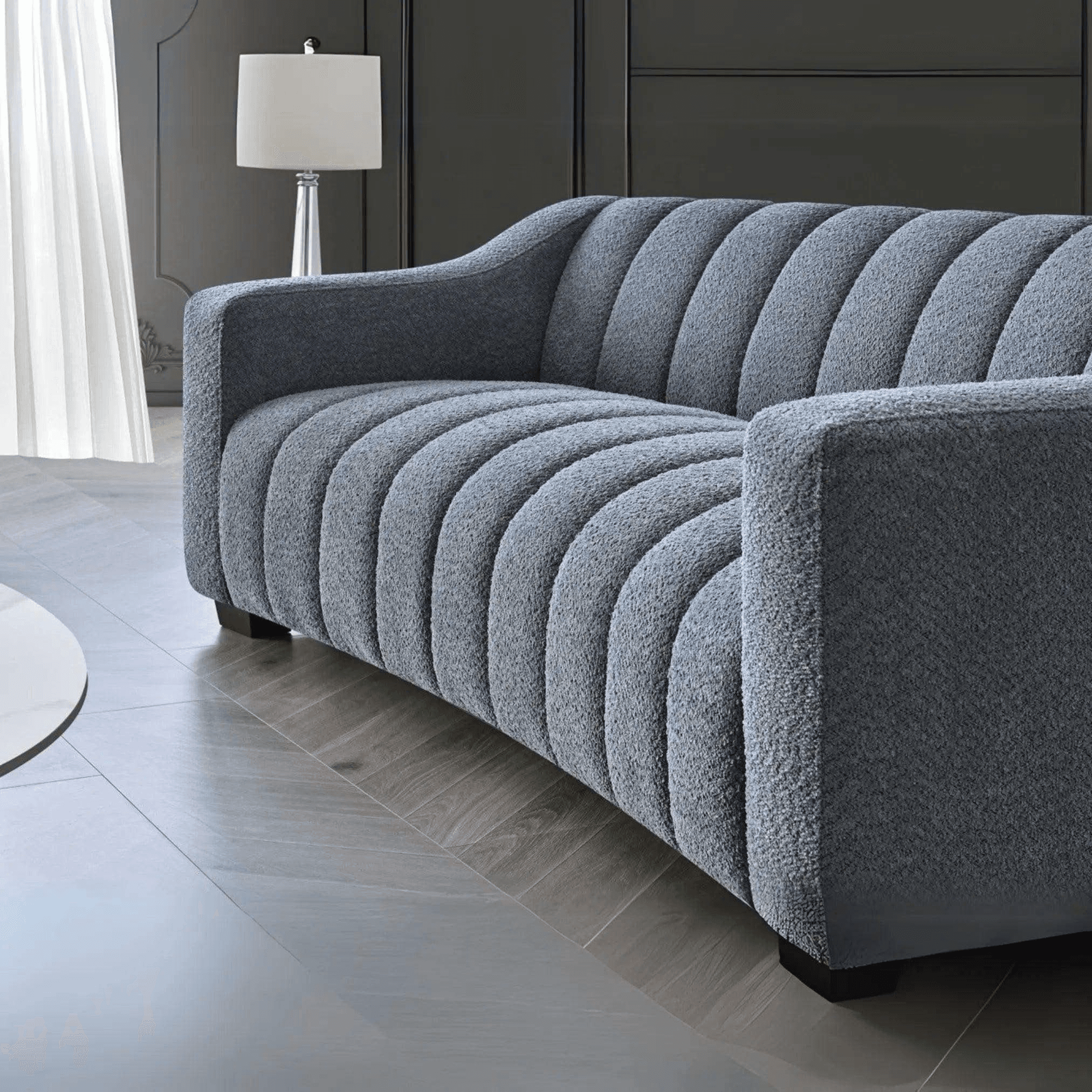 Aluxo Astoria 3 Seater Sofa in Iron Boucle Fabric
