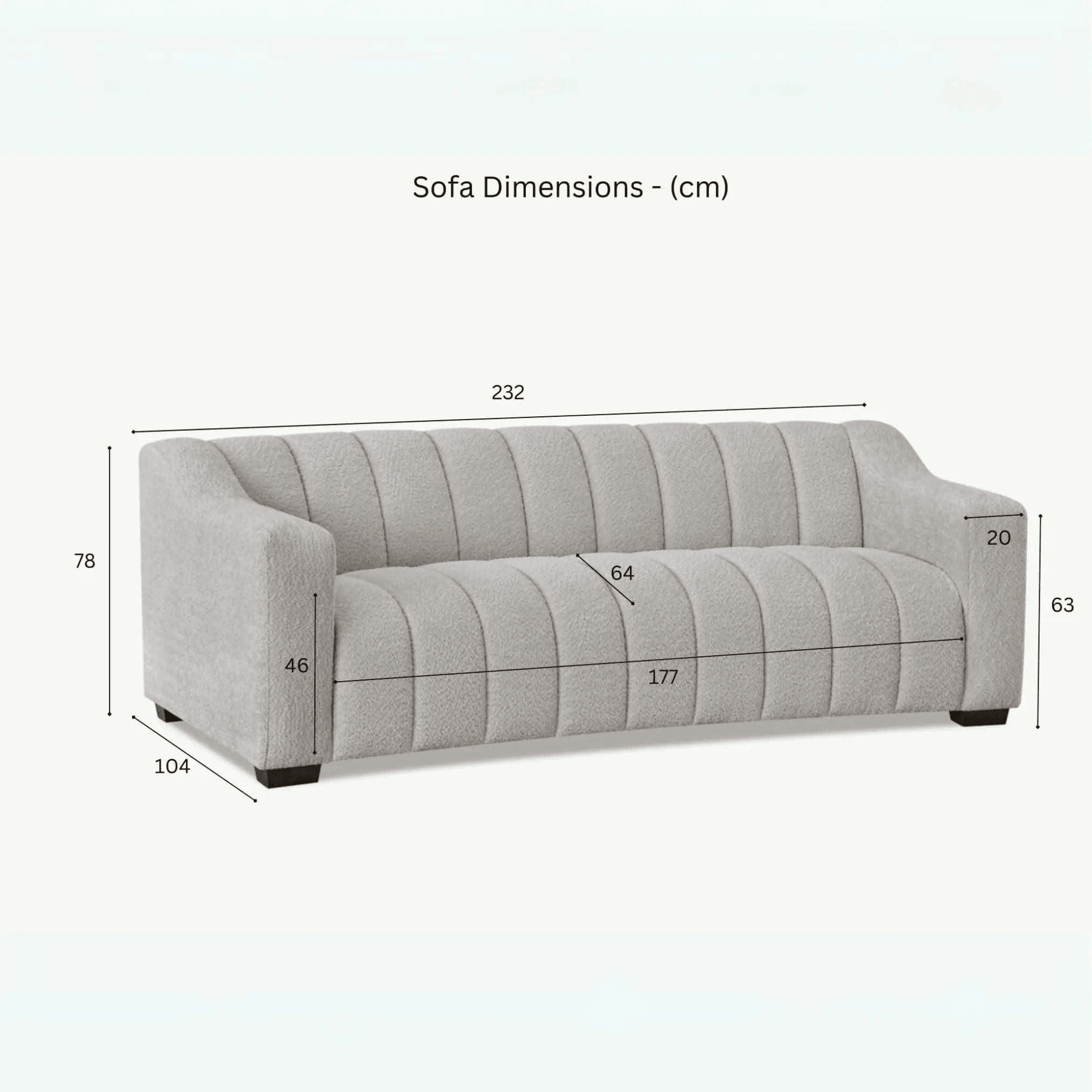 Aluxo Astoria 3 Seater Sofa in Iron Boucle Fabric