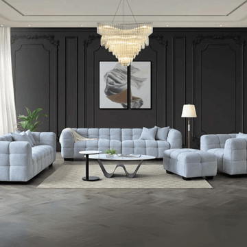 Aluxo Tribeca Sofa in Pearl Bouclé Fabric