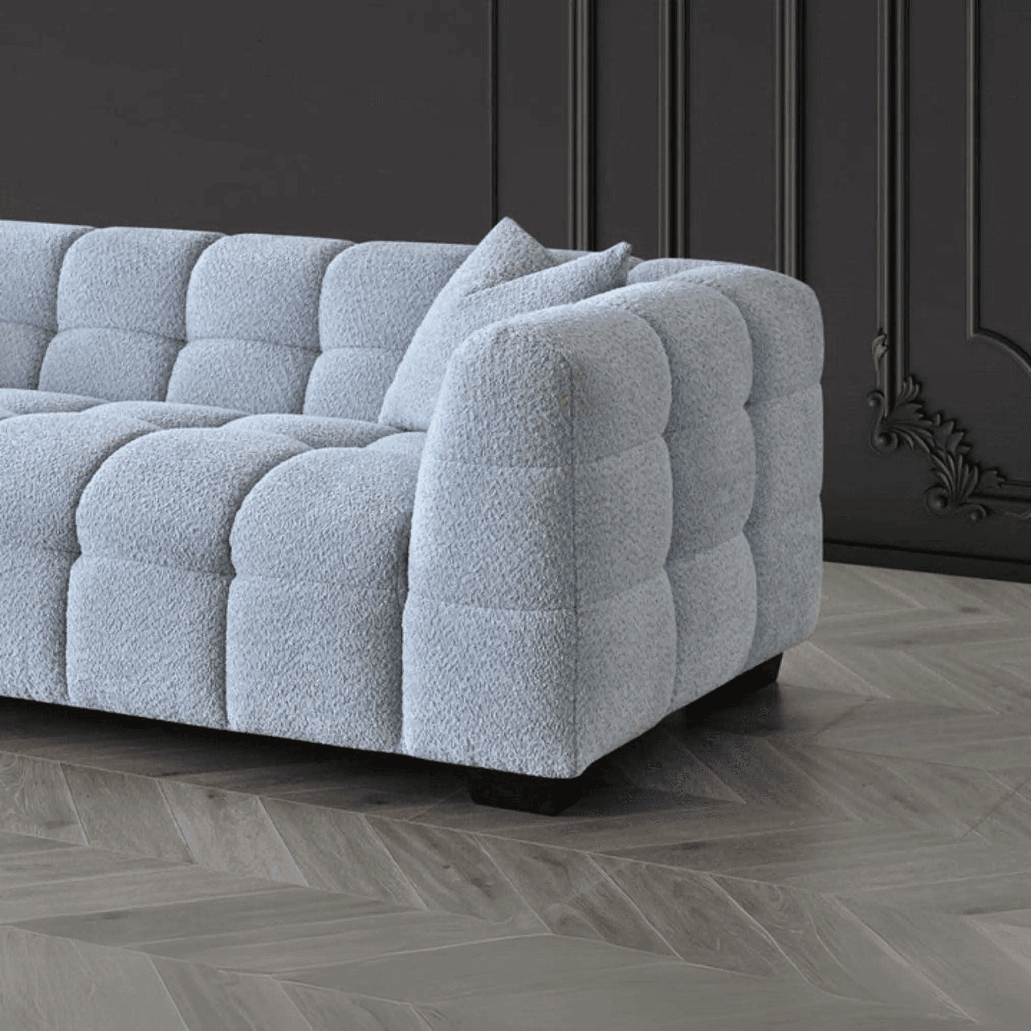 Aluxo Tribeca Sofa in Pearl Bouclé Fabric