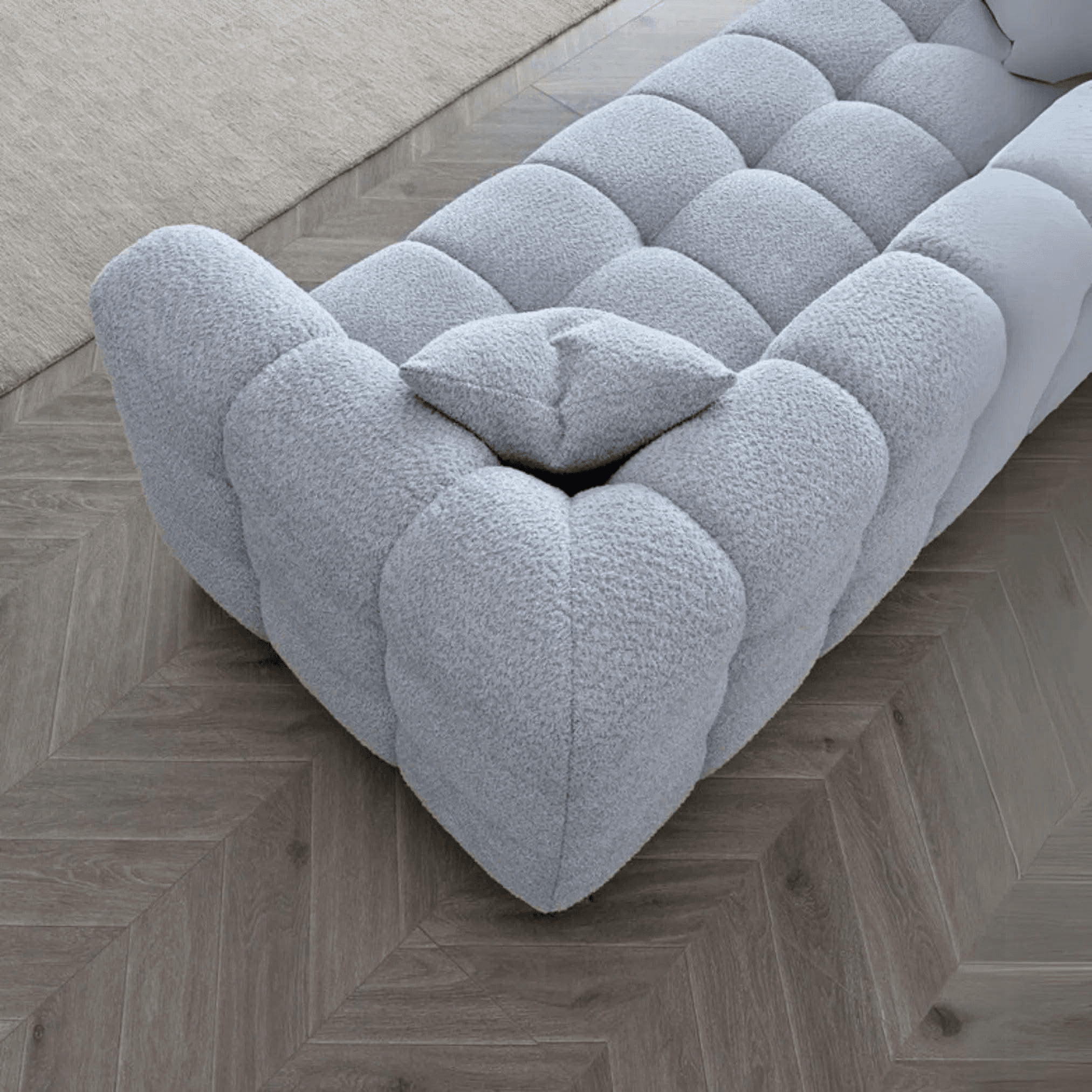 Aluxo Tribeca Sofa in Pearl Bouclé Fabric