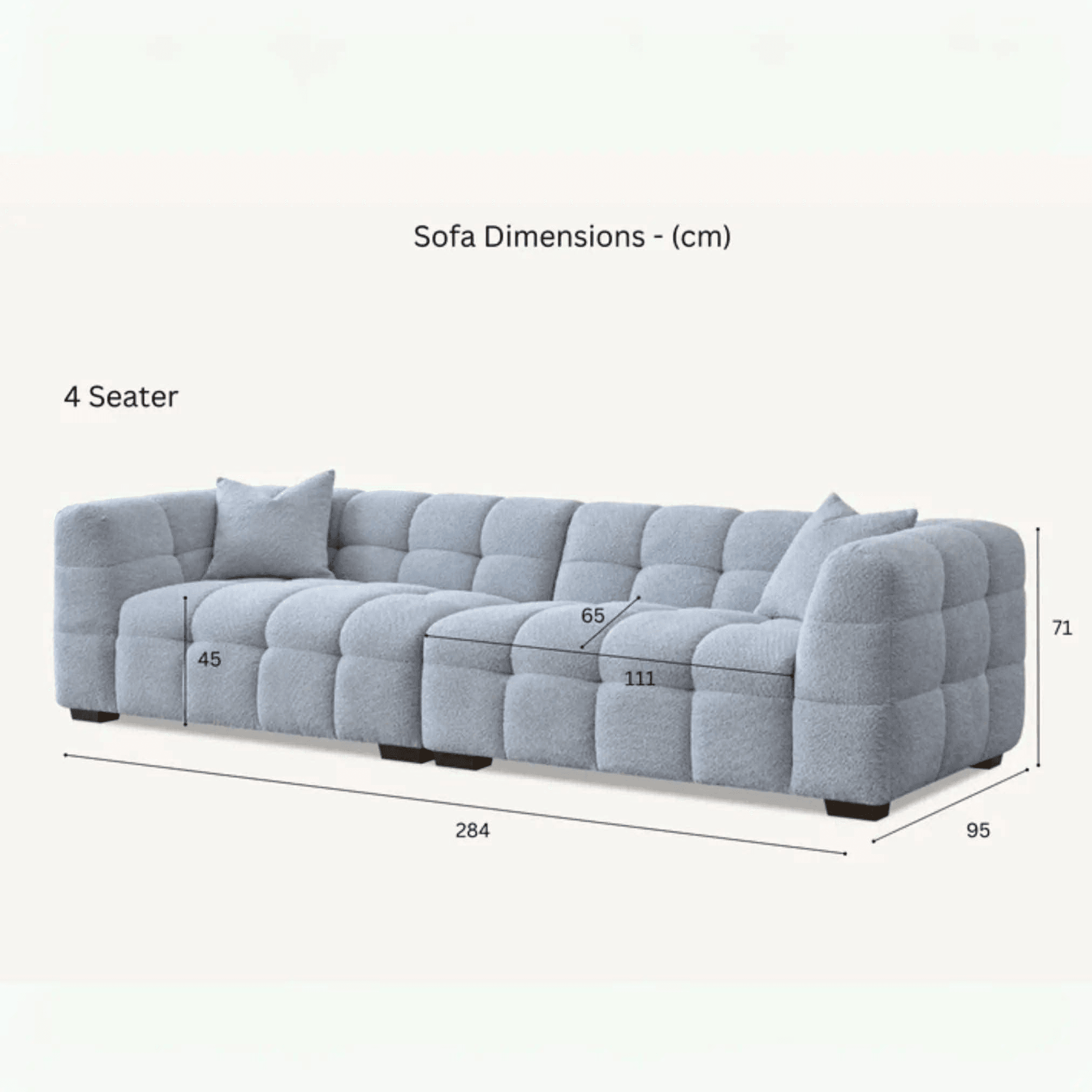 Aluxo Tribeca Sofa in Pearl Bouclé Fabric