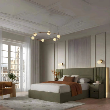 Grace Wide Panel Bed-Luxury Upholstered Bed with Storage Options