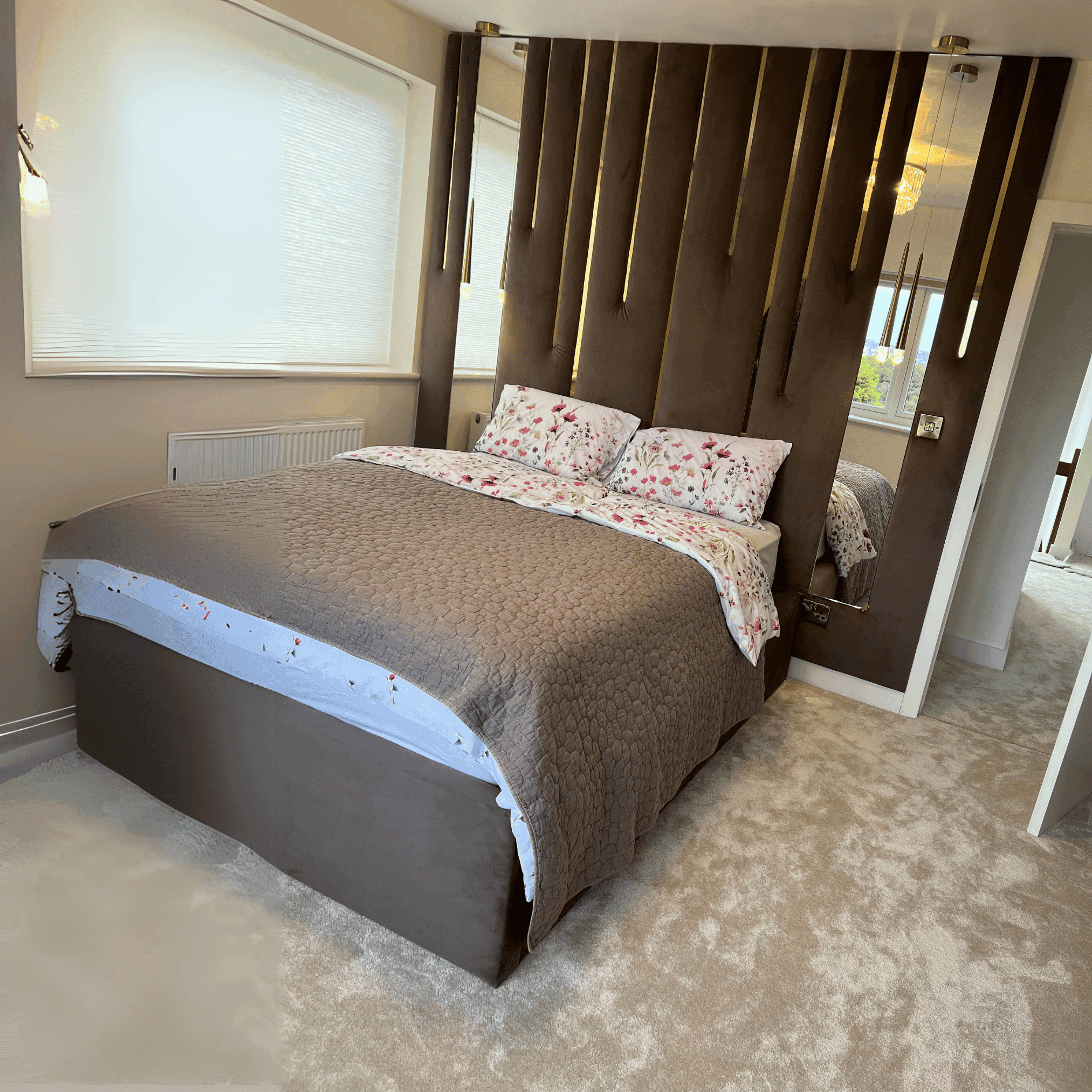 LuxeWall Panel Bed – Bespoke Upholstered Bed Frame with Full Installation
