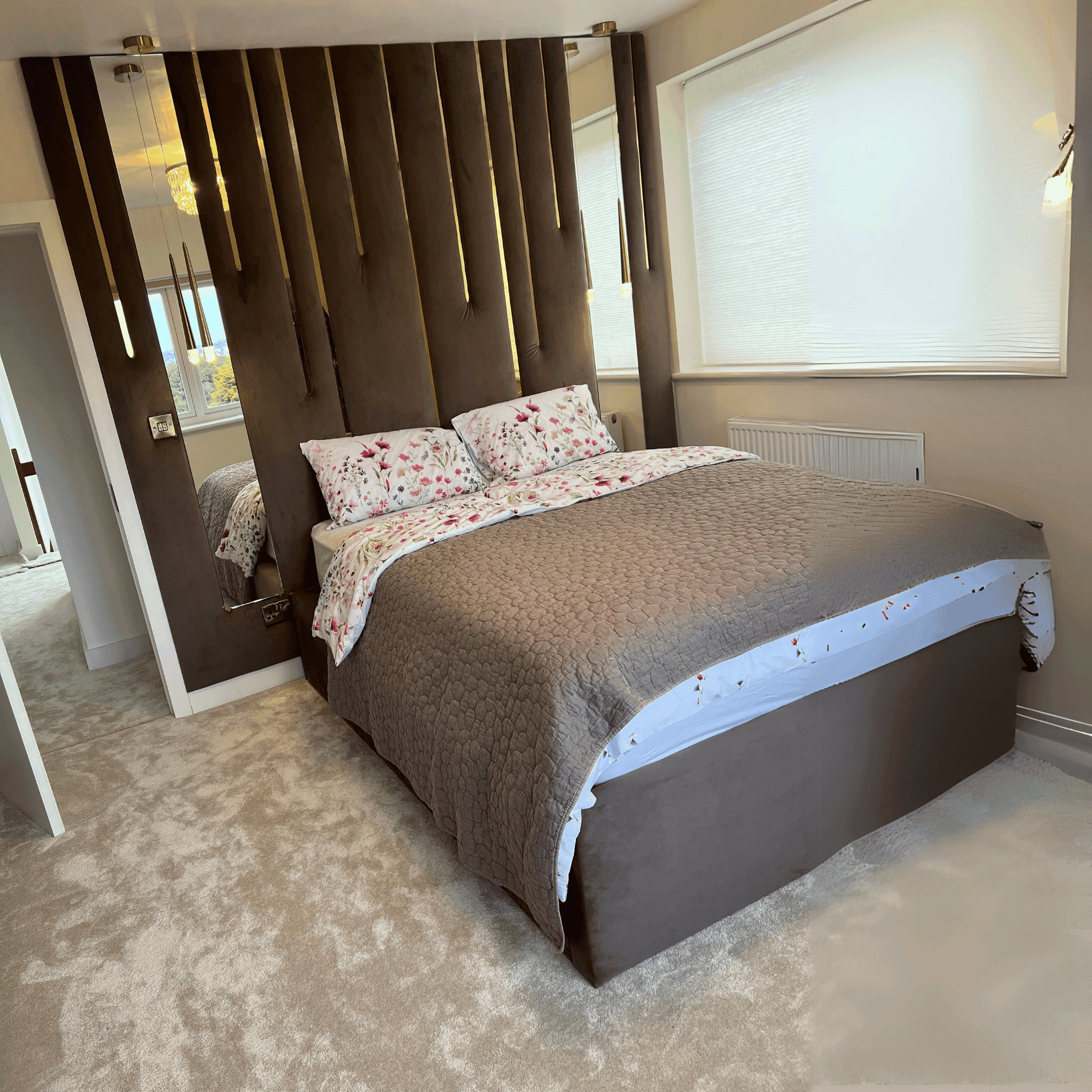 LuxeWall Panel Bed – Bespoke Upholstered Bed Frame with Full Installation