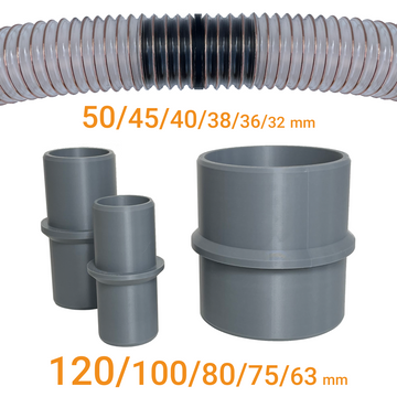 Workshop Dust Extraction Hose Coupler – Straight Connector (Multiple Sizes Available)
