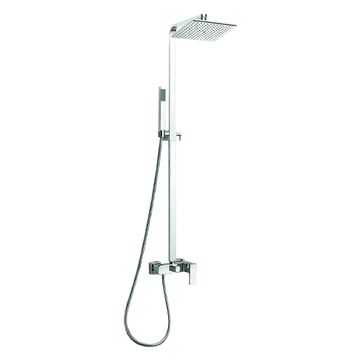 Cube Chrome Thermostatic Shower Column w/ Diverter and Shower Head