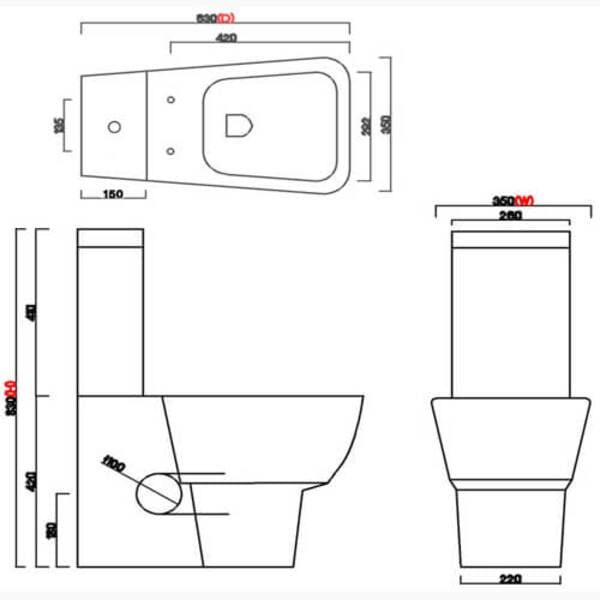 Cubix Close Coupled Toilet with Closed, Flush to Wall Back