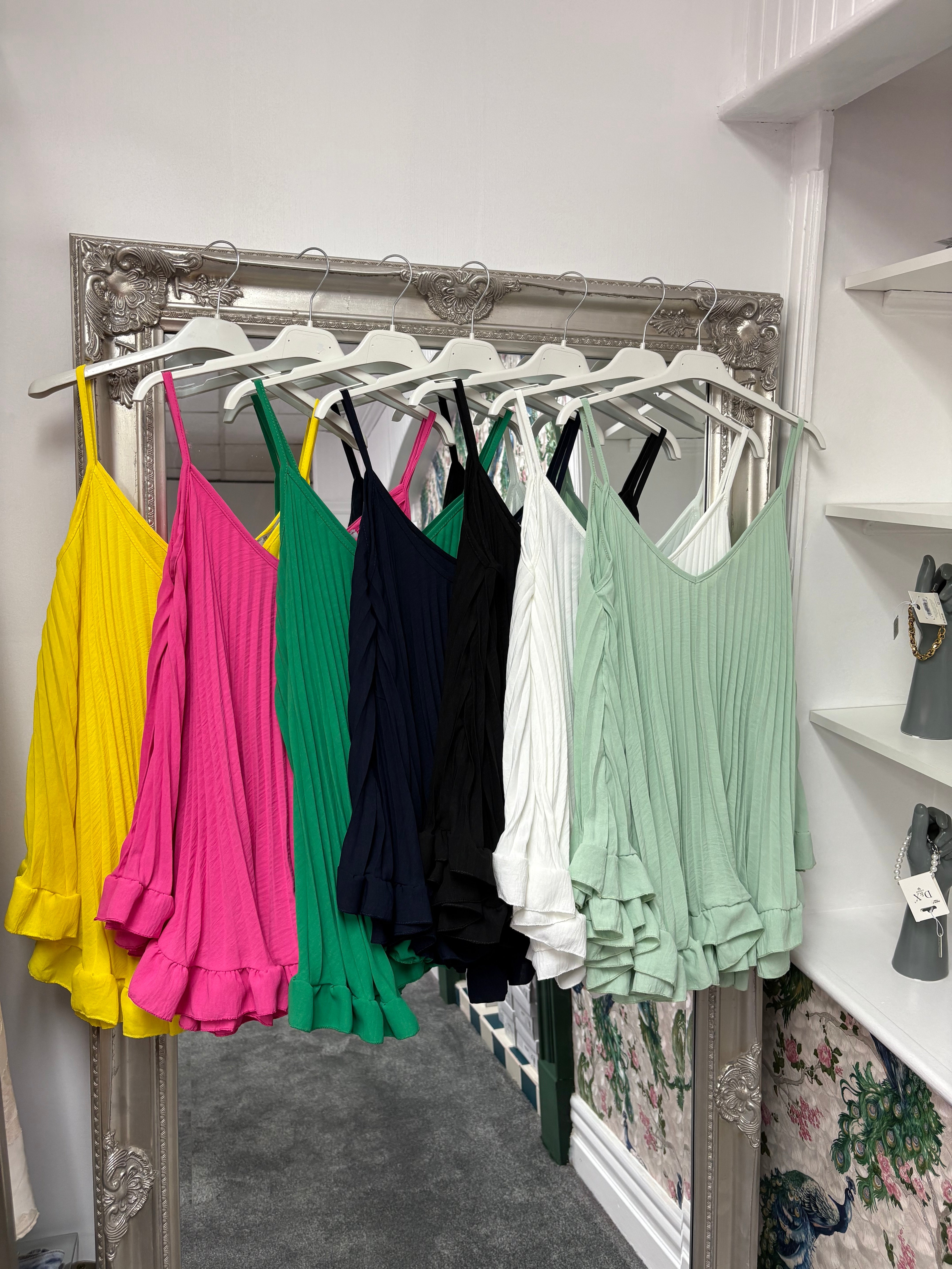 Pleated Strappy Top | Flowy Cami One Size Fits 8–22 | Summer Occasion Wear