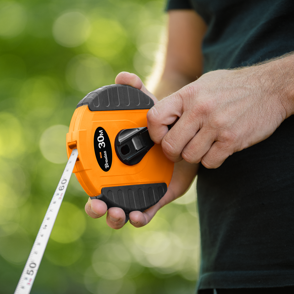 Fibreglass Coiled Tape Measure 13mm Wide Black/Orange (20m-50m)