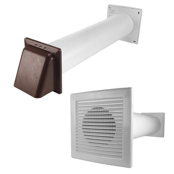DL0163 Louvre Vent Through Wall Ventilation Kit with 100mm Pipe and Brown Vent