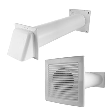 DL0163 Louvre Vent Through Wall Ventilation Kit with 100mm Pipe and White Vent
