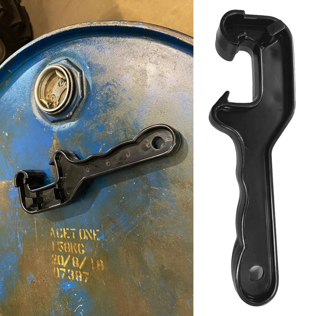 Oil Drum Wrench Universal Barrel Opening Ergonomic Hand Tool Spanner Key Opener - Fits Various Oil Drum Sizes, Non-Slip Grip, Durable and Portable
