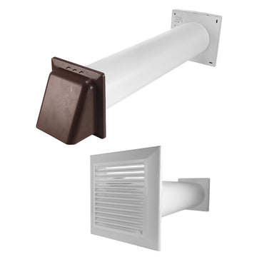 Duo Smart DS4178 Vent Through Wall Ventilation Kit 100mm Pipe with Brown Vent