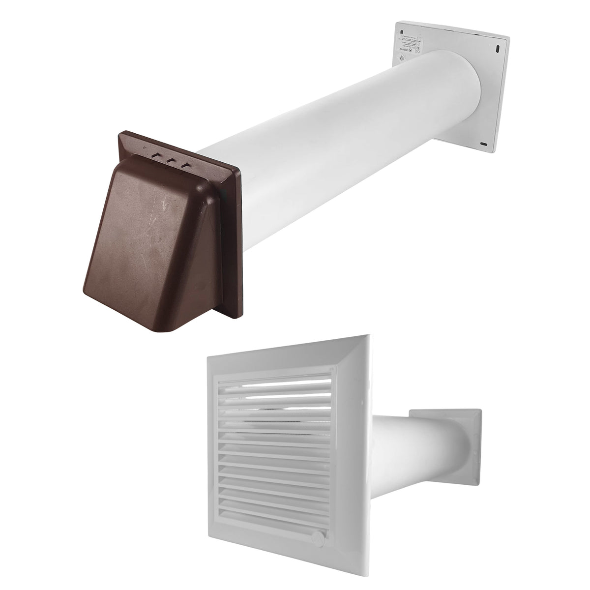 Duo Smart DS4178 Vent Through Wall Ventilation Kit 100mm Pipe with Brown Vent