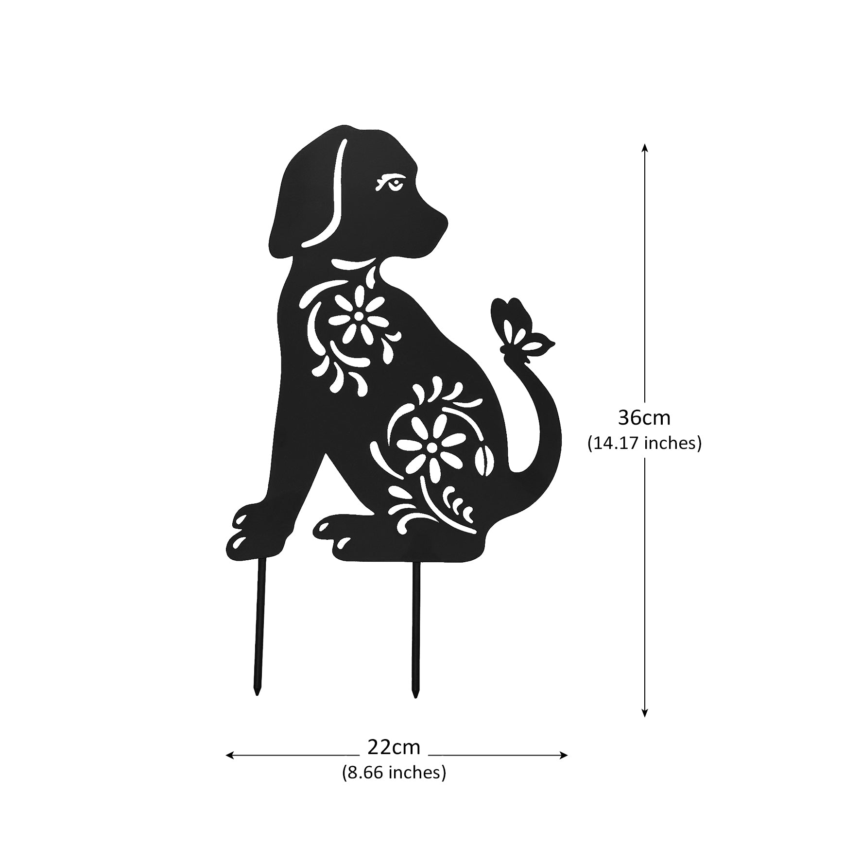 Metal Cat and Dog Silhouette Garden Ornament