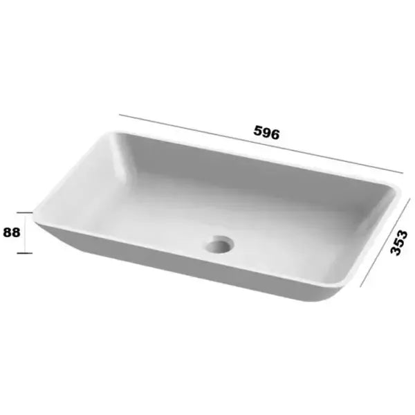 Elvis Rectangle Solid Surface Basin - 596 x 353 x 88mm
