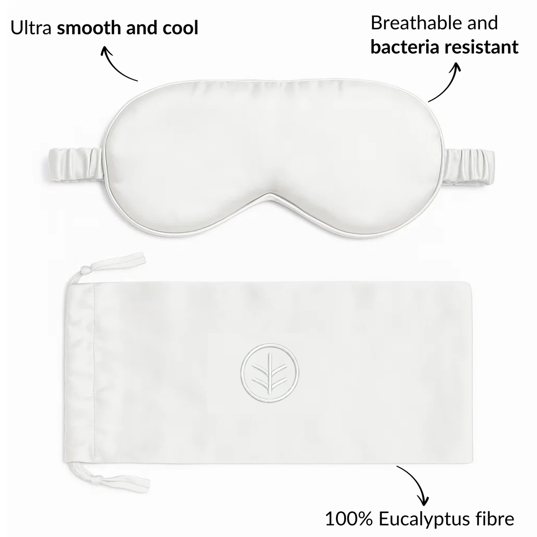 Essential Silk Sleep Eye Mask in White (Eucalyptus Silk)